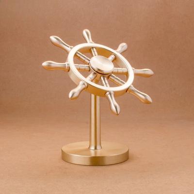High Quality Brass Rudder Ornoment Rotary Toy Desktop Decoration Helmsman Ship Steering Wheel Metal Handicrafts Festival Gifts