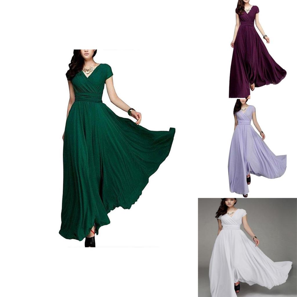 Elegant Women Long Formal Evening Prom Party Bridesmaid Chiffon Ball Gown Cocktail Dress For Special Occasions