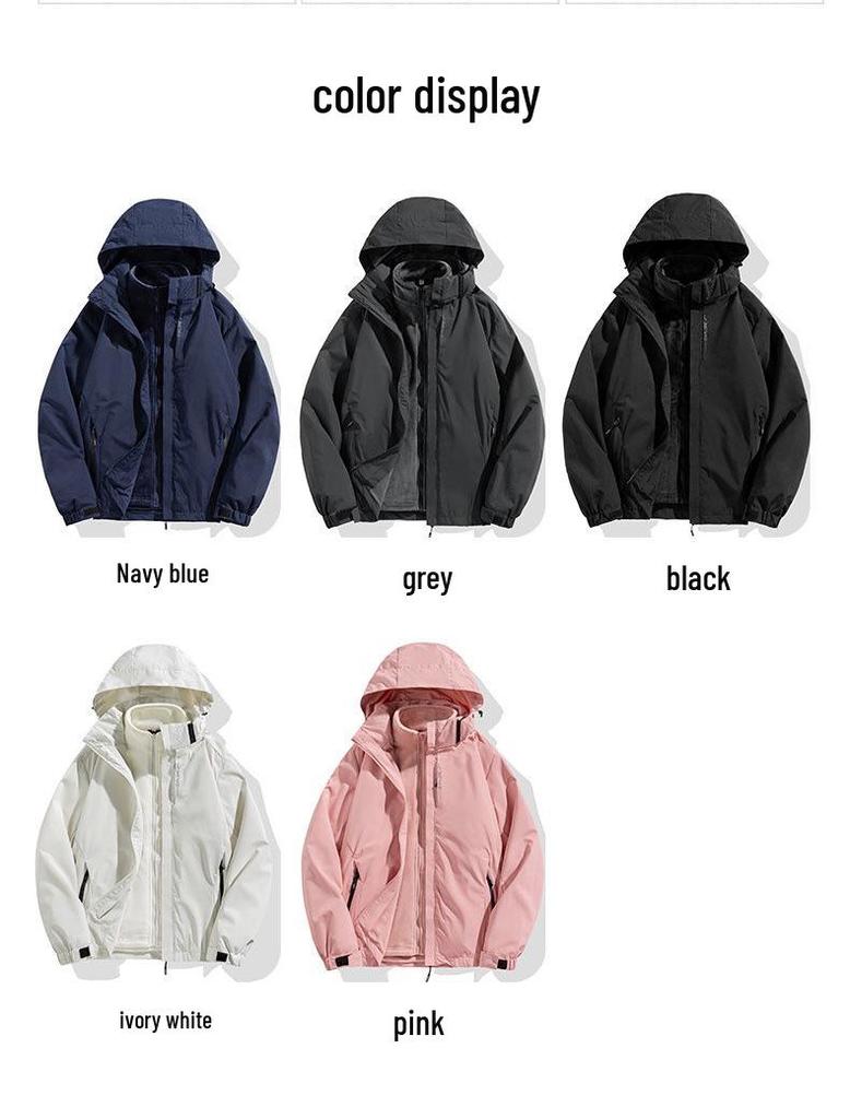 Windproof & Waterproof 3-in-1 Detachable Couples' Mountaineering and Skiing Suit Set