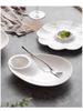 White Ceramic Divided Plate with Vinegar Dish for Dumplings, Shrimp, Breakfast, or Fries