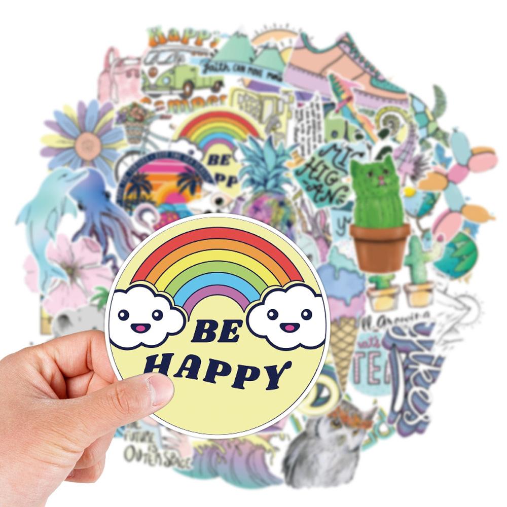 50 Happy Graffiti Stickers Suitcase Car Mobile Phone Tablet Computer Decoration Stickers Waterproof