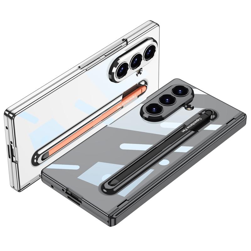 GKK Hard PC Clear Transparent Mobile Phone Case with Pen Slots Protective Back Cover Case for Samsung Galaxy Z Fold 7 Cases