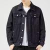Men's Smoke Grey Denim Jacket: Trendy Lapel Workwear for Spring and Autumn – Casual, Handsome, Plus Size.