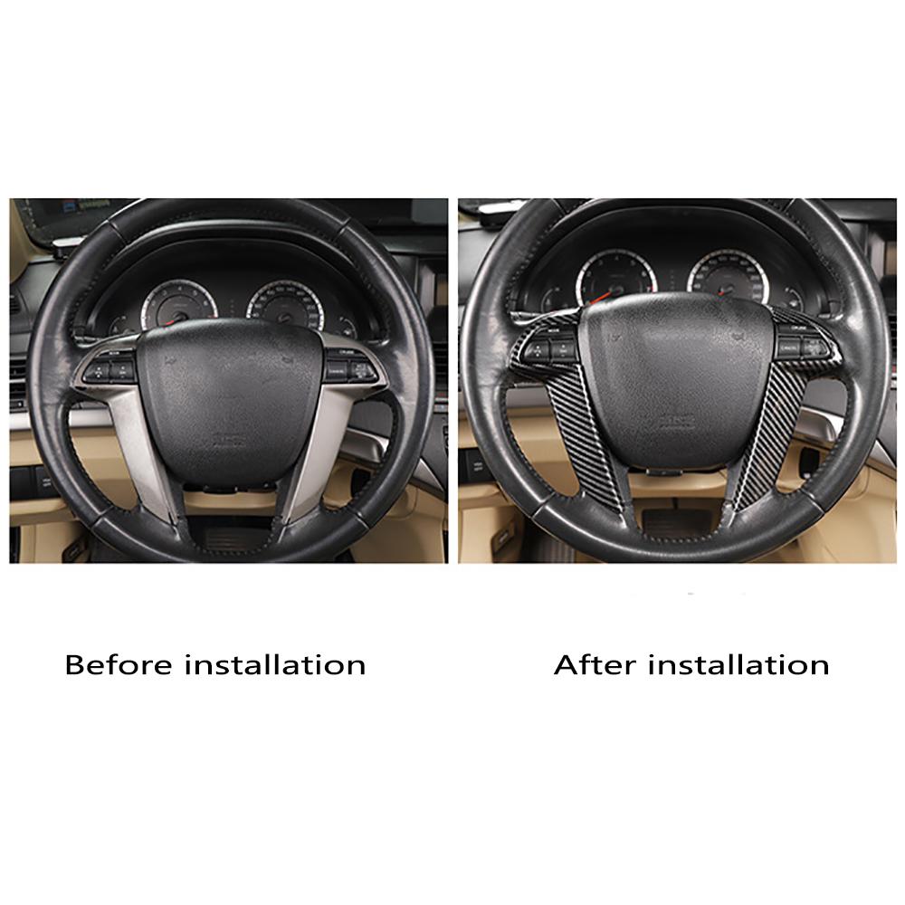 Black Carbon Fiber Pattern Steering Wheel Trim Cover For Honda Accord 2008-2012