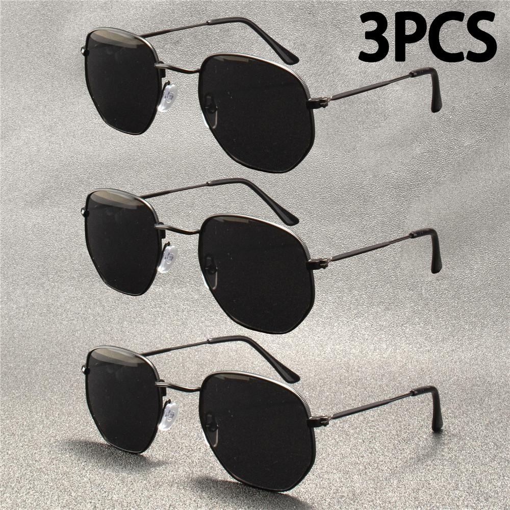 3PCS Vintage Metal Men Sunglasses Brand Designer Sun Glasses Women Female Classic Driving Eyewear