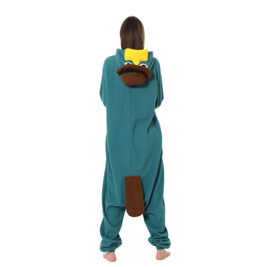 Animal Theme Cartoon One-Piece Pajamas Platypus Fleece Couple Loungewear