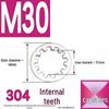 304 Stainless Steel External & Internal Tooth Lock Washer, Anti-Slip, Anti-Loosening, Size M6-M30