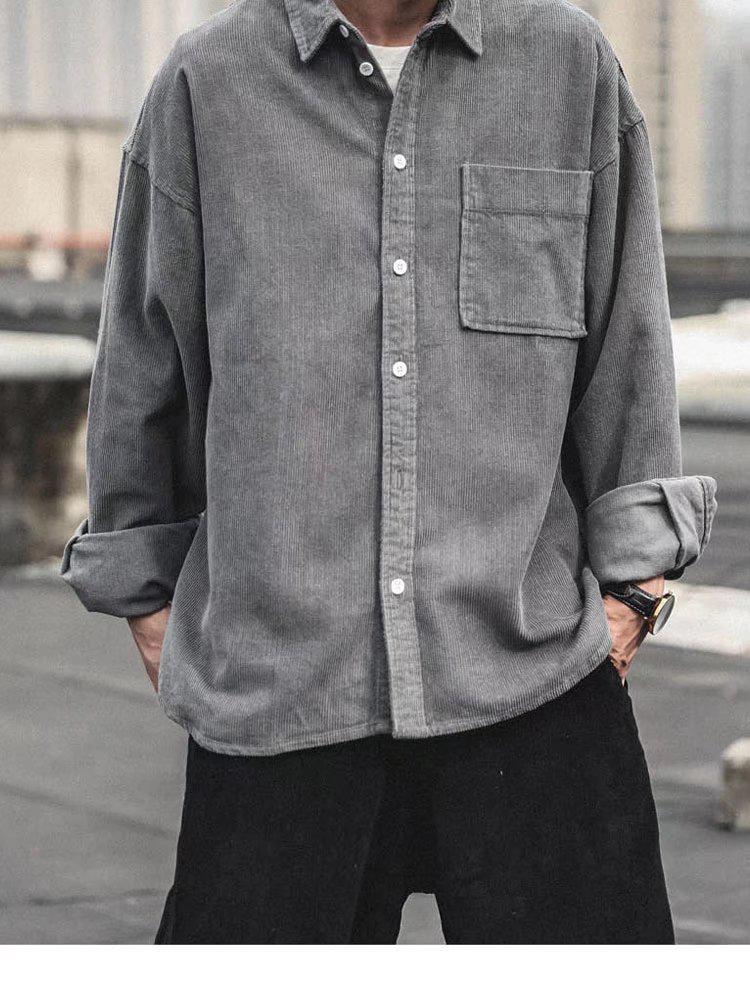 Men's Retro Corduroy Jacket - Spring/Autumn Loose Fit, Plus Size Casual Trend