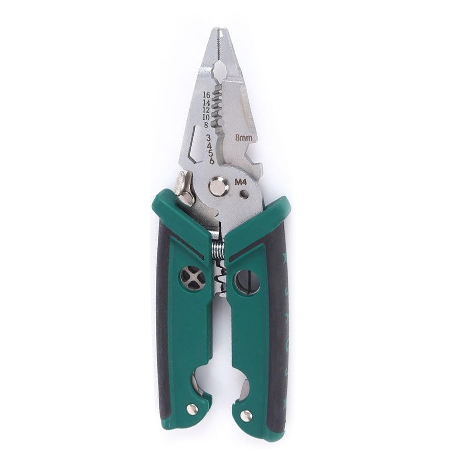 

Dual Blade Wire Strippers Multi-Function Cable Cutter Anti-Slip High Hardness Alloy Steel for Professional Electricians зелений