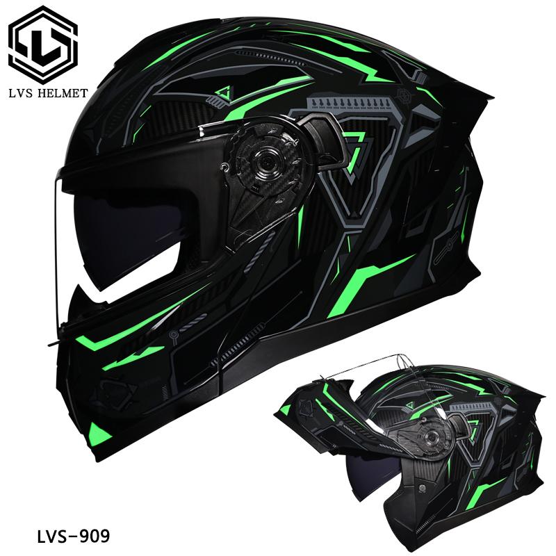 Motorcycle helmet, men's and women's all season universal flip face helmet, double mirror semi full coverage motorcycle, persona