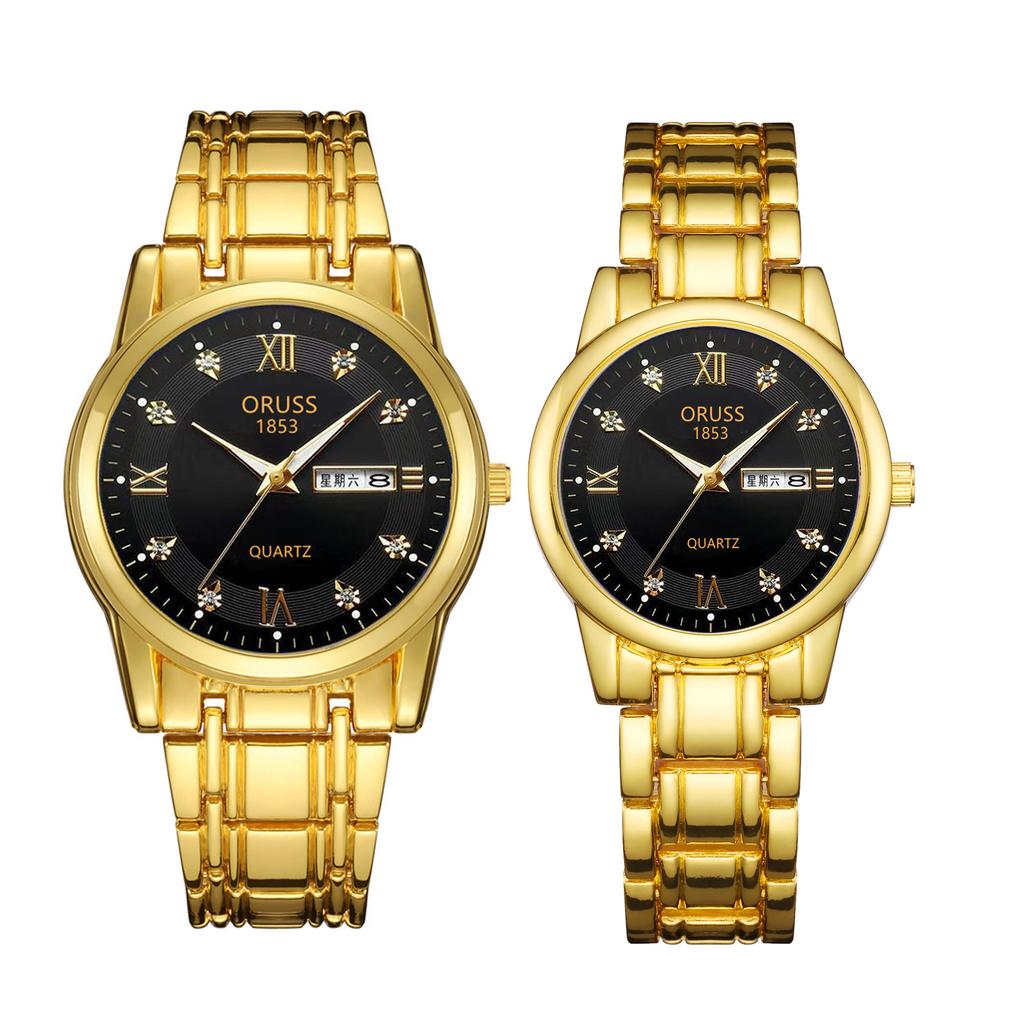 Gold Watch Simulation Watch Atmospheric Business Waterproof Luminous Calendar Watch Men'S Couple Watch Quartz Watch