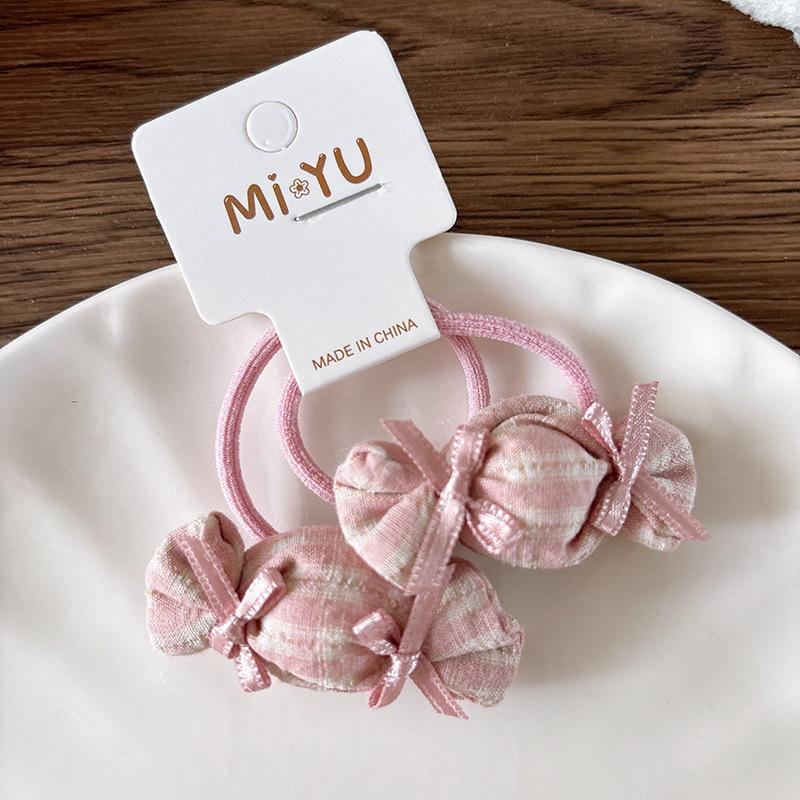 

2Pcs Korean Kids Hair Clips Set Candy Color Fabric Plaid Bangs Press Clips Floral Bows Hair Ties Non Slip Hair Accessories as the picture