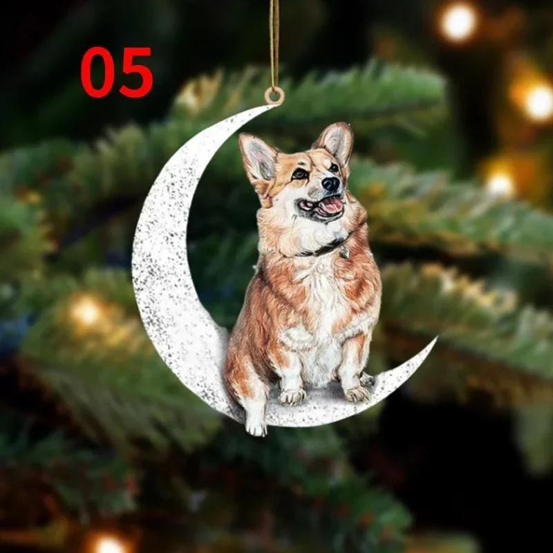Christmas Decoration Pet Puppy Acrylic Pendant Garland Car Rearview Mirror Dog Hanging Ornaments New Year Tree Home Festoon