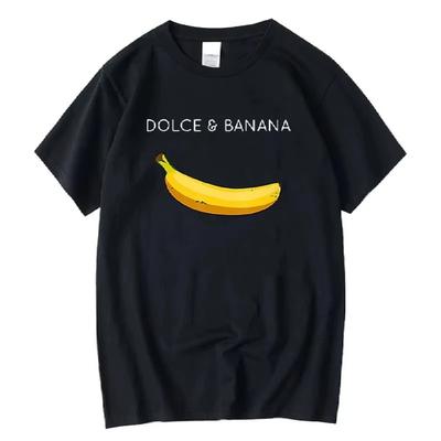 Casual Summer Clothes Kids Tshirt High Quality Cotton Funny Banana Print Round Neck Loose Short Sleeved Children's Clothing Tees