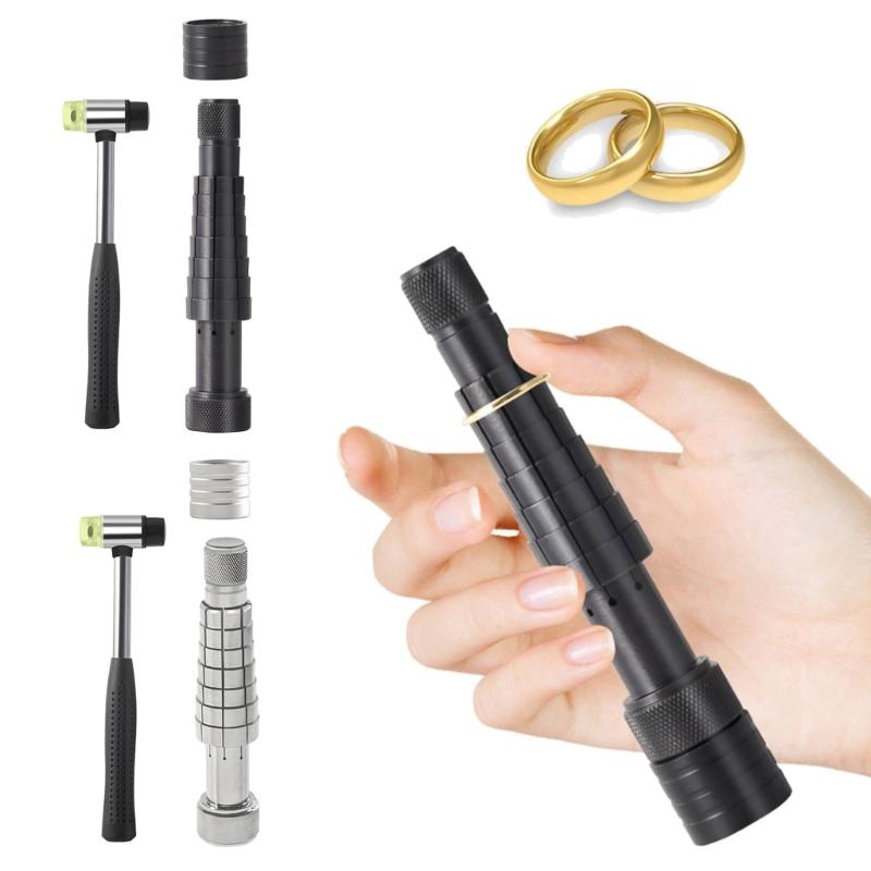 Ring Enlarger Stick with Rubber Hammer Ring Mandrel Sizer Expander Finger Wedding Band Sizer Tool for Jewelry Making