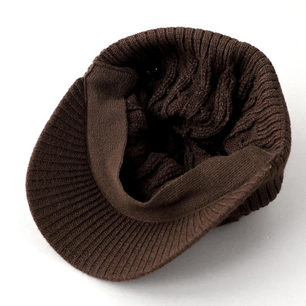AVIREX cable knit knit cap with perfect for men and size 023 loose-fit brim, women, winter, brown,