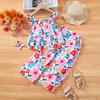 Girls' Fashion Set Summer Children's Casual Floral Print Holiday Top and Pant Set