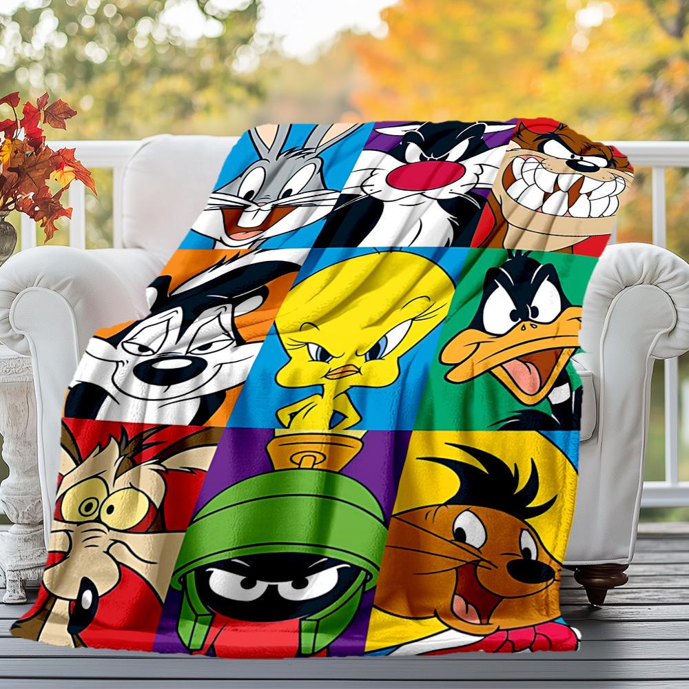 

1pc Bugs Bunny Daffy Duck Outdoor Blanket - Throw Blanket, Soft , Flannel Blankets, Living Room, Travel, Camping-1102111 130x150cm
