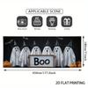 2D Door Banner, 1pc Halloween Garage Banner - Ghost and Bat Design, 2D Flat Printing, Polyester Material