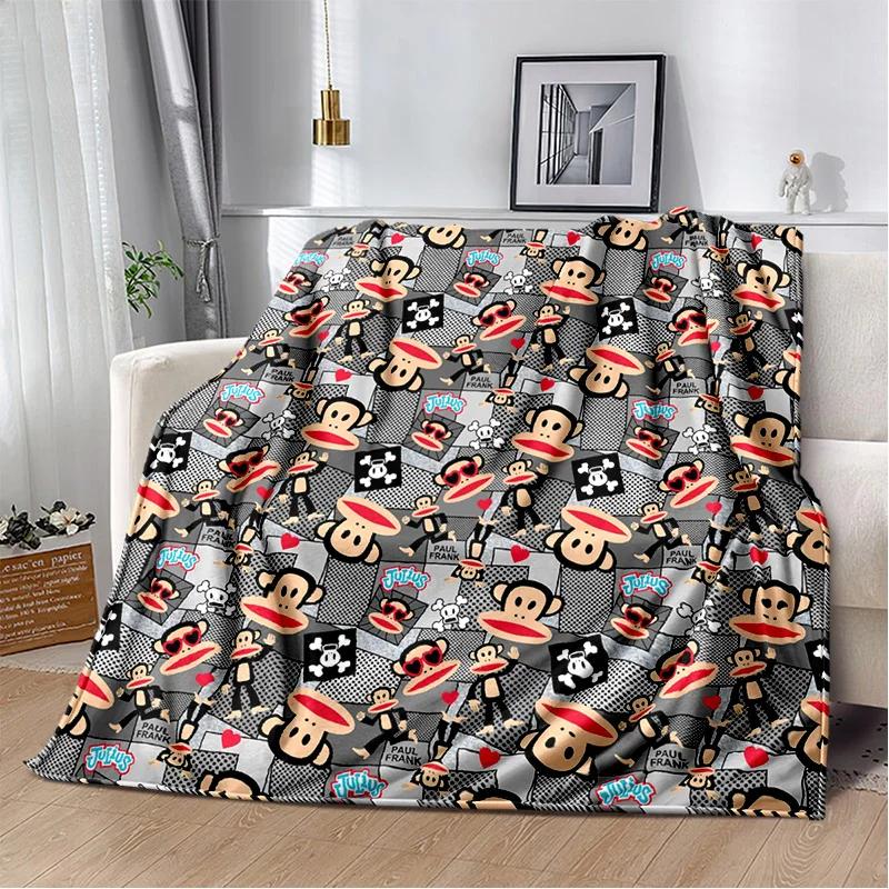 P-Paul Frank-k Flannel Portable Blanket for Children's Picnic in Living Room Bedroom Sofa Bed Ideal Birthday Gift