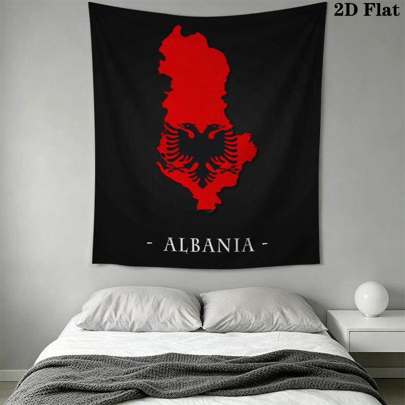 Republic of Albania Wall Tapestry Aesthetic Wall Hanging Printed Fabric Blanket Decorative Tapestries for Bedroom Living Room Home Decor