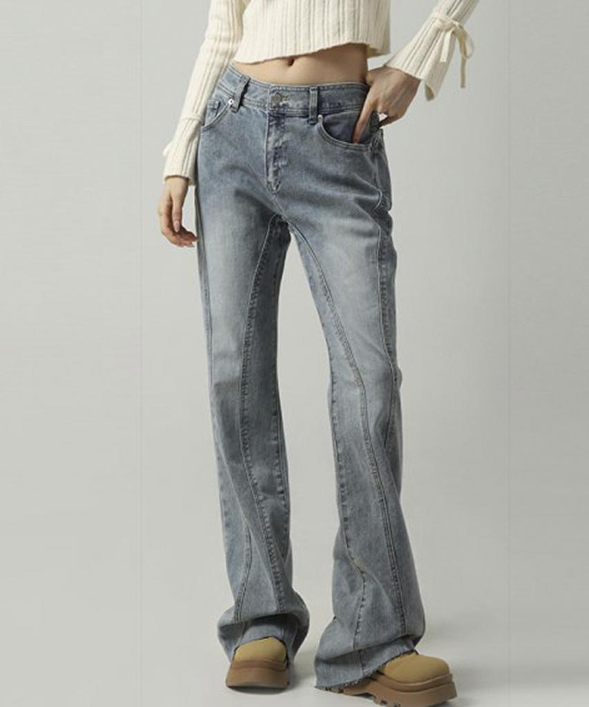 AVANDRESS Thin Bootscut Pants Blue (B Type)