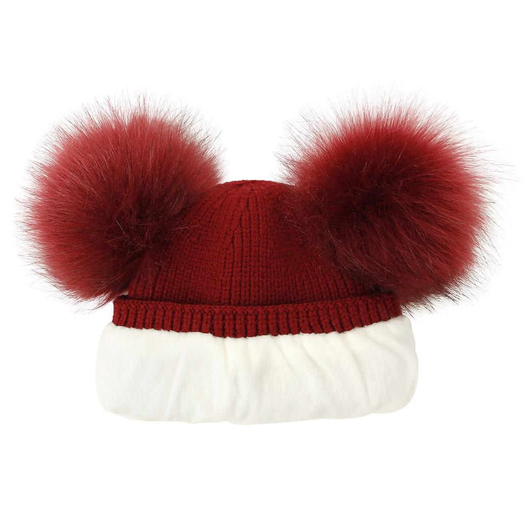 Women Double Pom Pom Beanie Winter Hat Soft Knitted Warm Stretchy Ribbed Cuff Hat Suitable for Cold Weather Outdoor Activities