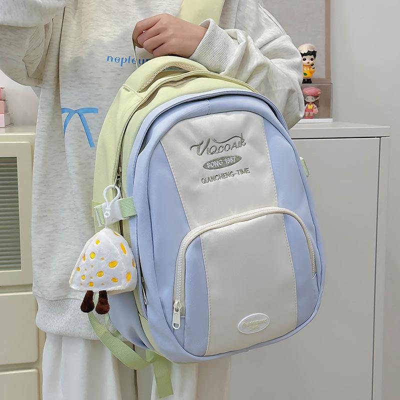 Schoolbag Schoolbag College Student Japanese Junior High School Backpack College Style Ins Niche High School Contrasting Colors Cute Female Simple