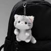 PP Cotton Grey Cat Key Chain Cartoon Cute Pet Pendant Bag Charm Plush Doll Key Ring  Girls