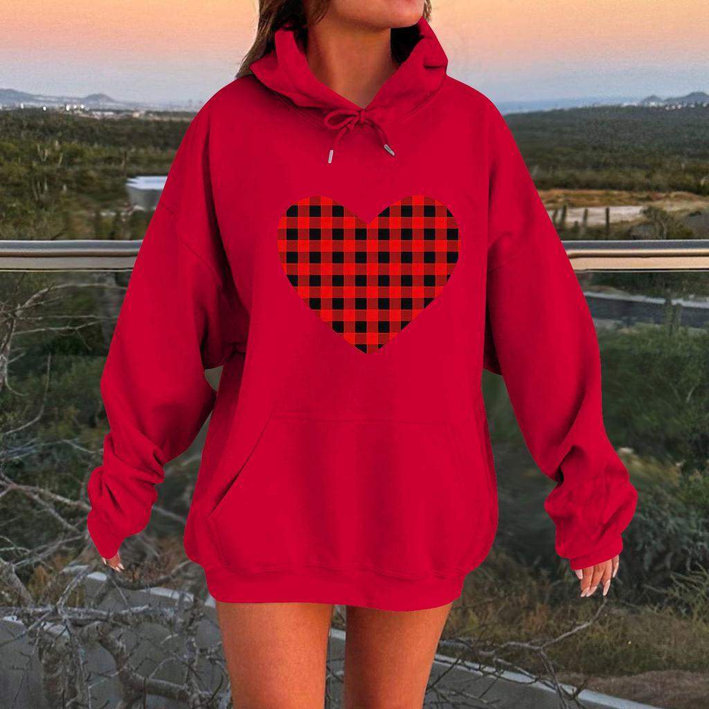Damen Locker Bequem Lässig Mode Charakterdruck Kapuzenpullover Langarm