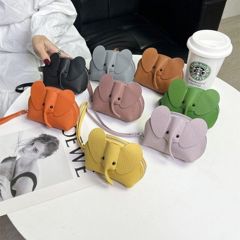 New Bag Pendant Women's Key Bag Creative Card Bag Leather Baby Elephant Change Bag Zipper Twist Lipstick Storage Bag