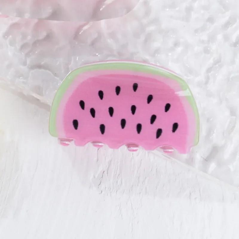 Morsomme hårklyper i fruktform Tegneserie Kawaii Vannmelon Regnbue Akryl Hårklyper Barn Hårtilbehør