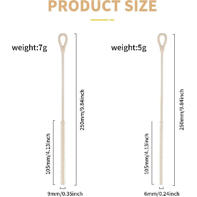 2Pcs Silicone Straw Cleaner Brush, 9.84in Reble Straw Cleaner with Bendable Steel Core, Extra Long Soft Bottle Brush for Clearing Glass Straws,