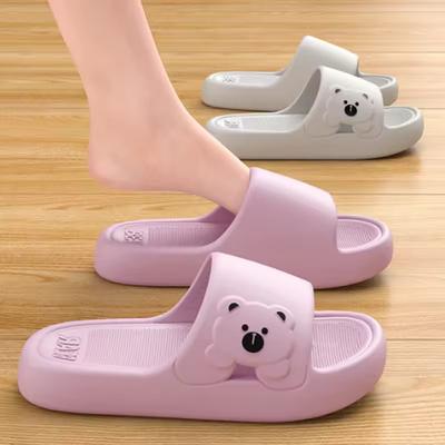 Summer Cartoon Bear Indoor Slippers for Women Lightweight Soft EVA Slides Woman Comfort Home Bathroom Non Slip Slippers