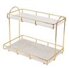 Bathroom Storage Rack Gold White 2 Tier Makeup Shelf Humanized Structure Anti Slip Counter