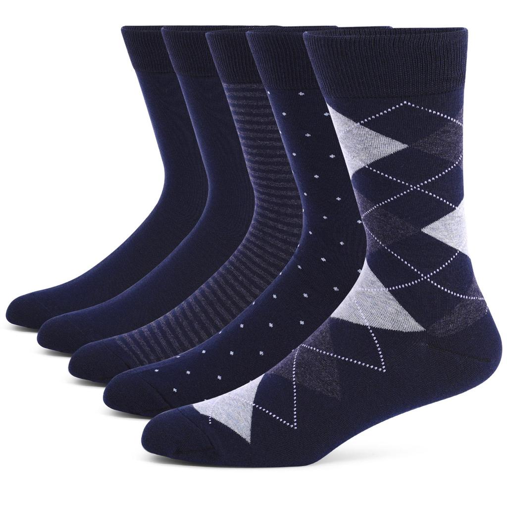 Men's Plus Size Argyle Stripe Knee-High Socks - Solid Color, Thick, Business Style for Autumn/Winter, European/American