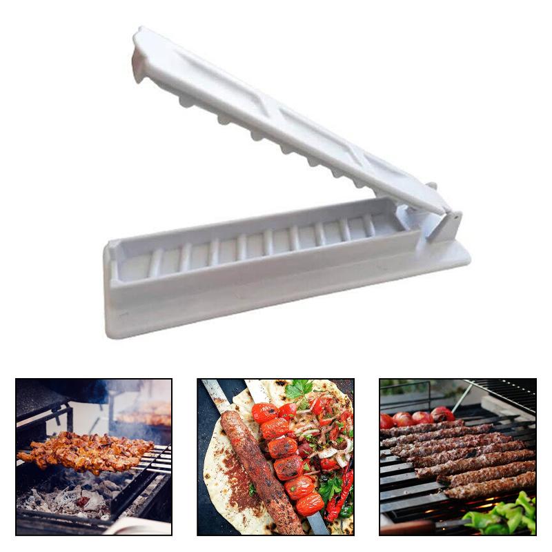 Manual Kebab Maker Mold Plastic Meat Poultry Skewer Quick BBQ Press Tool for Outdoor Grilling Backyard Picnic Camp Kitchen Barbecue Accessory