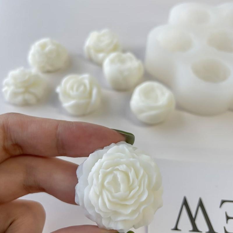 3D Rose Peony Flower Candle Mould DIY Gypsum Candle Epoxy Mold Handmade Candle Aroma Wax Soap Molds for Decoration