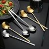 304 Stainless Steel Long Handle Korean Round Spoon - Ideal for Coffee Stirring, Desserts, Bird's Nest, and Ladling.