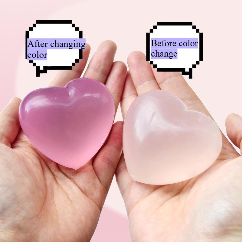 Bai Fen Bai Toys Light Toys Toys Mochi Color-Changing Heart Squeeze When Exposed To Maltose Stress Relief Slow Rebound Fidget Antistress Toy