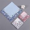Cotton Handkerchief Gentle On Skin Strong Absorption Pocket Cotton Towel Elegant Flower Pinted Hankies For Ladies