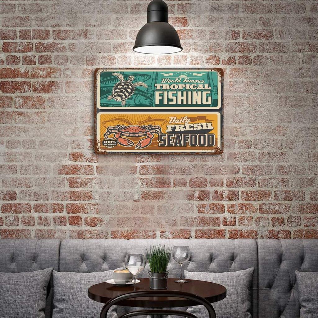 1-Pack Antique Style Metal Plaque, 20×30cm and 30×40cm, Shabby Rust Decor for Office, Kitchen, Living Room or Garage
