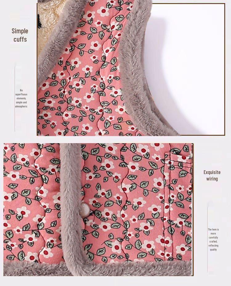 Floral Grandma Fleece Vest: Warm, Cold-Proof, Fashionable Casual Shrug for Women