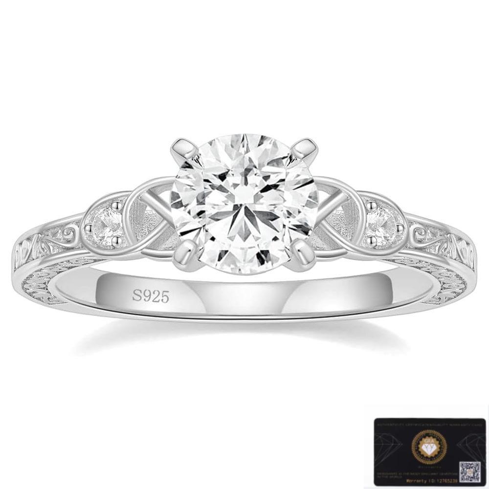 

Trumium 1.5CT Moissanite Engagement Rings for Women D Color VVS1 Clarity 925 Silver Vintage Round Celtic Wedding Band 5&Rhodium Plated белый