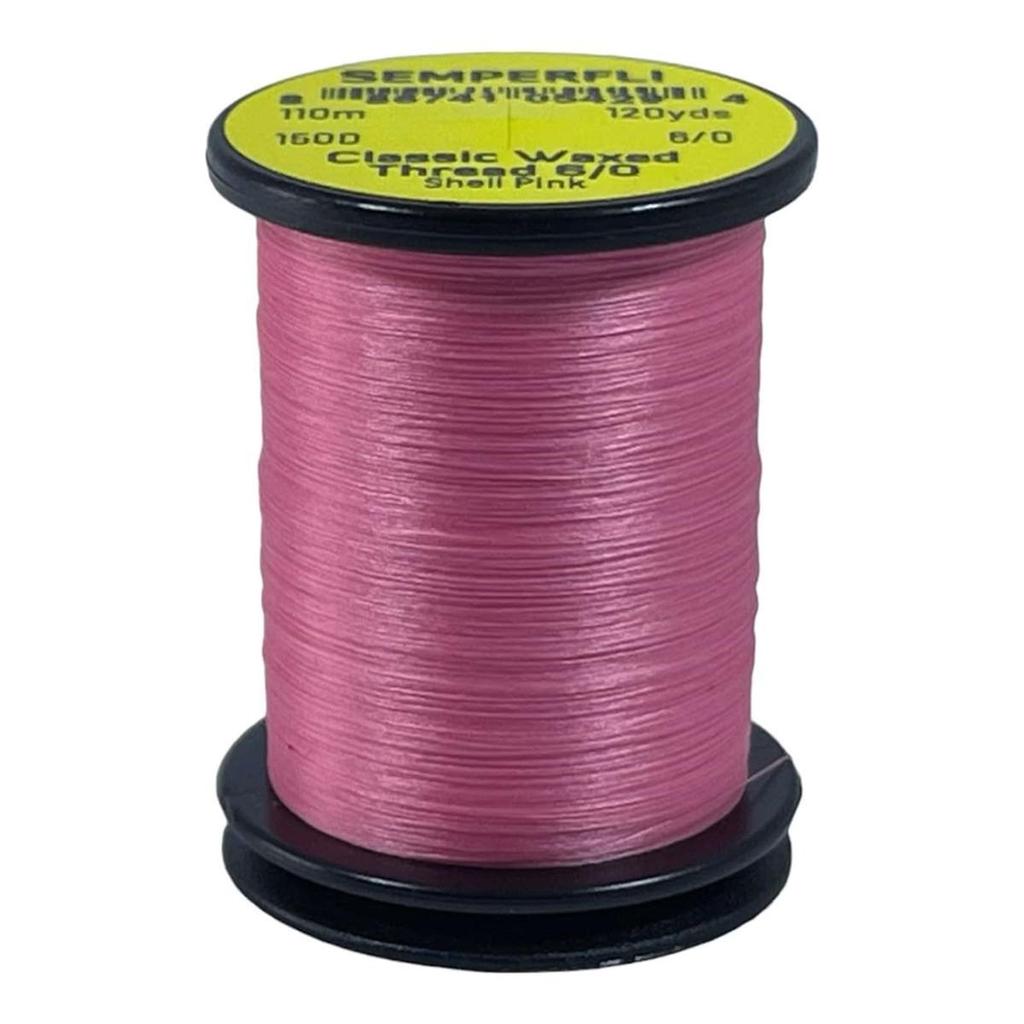 Semperfli Classic Waxed Thread 6/0 120 Yards (110m) Shell Pink Fly Tying Thread for Fly Fishing