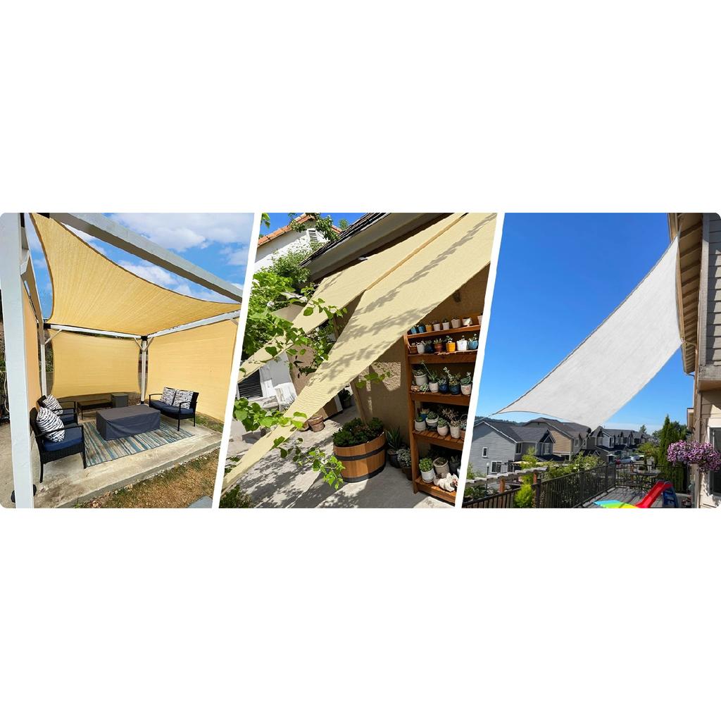 Heavy Duty Sun Shade Sails UV Protection Fade Tear Rust Resistant Rectangle Sunshade Canopy Curved Edges Blocks Sunlight Awnings