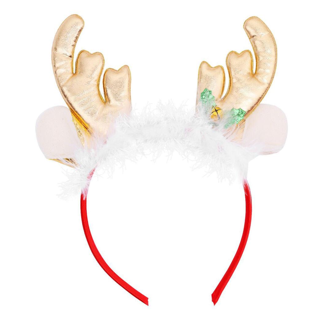 Christmas Antler Headband with Bells & Glitter - Festive Hair Accessory for All Ages