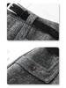 Petite Women's Grey Wool Blend High-Waisted Bootcut Wide-Leg A-Line Shorts - Autumn/Winter 2025 Collection
