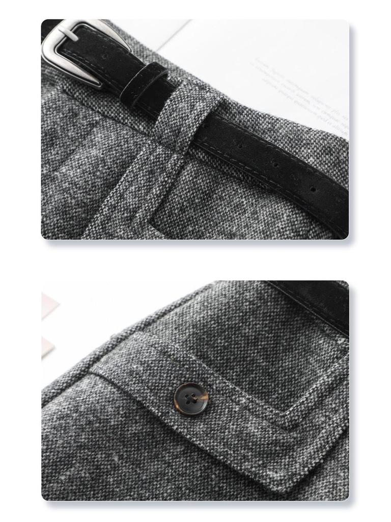 Petite Women's Grey Wool Blend High-Waisted Bootcut Wide-Leg A-Line Shorts - Autumn/Winter 2025 Collection