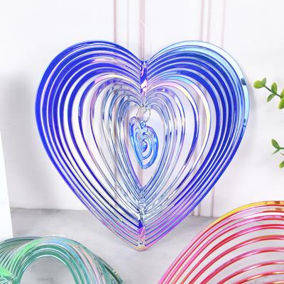 Buntes herzförmiges Windspiel, reflektierendes Schmetterlings-Windrad, Windmühle, 3D-Spiraldesign, Vogelantrieb, Gartendekor, Windräder